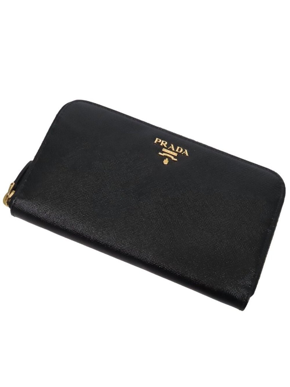 Prada Wallet Nero Black Leather Zip Around